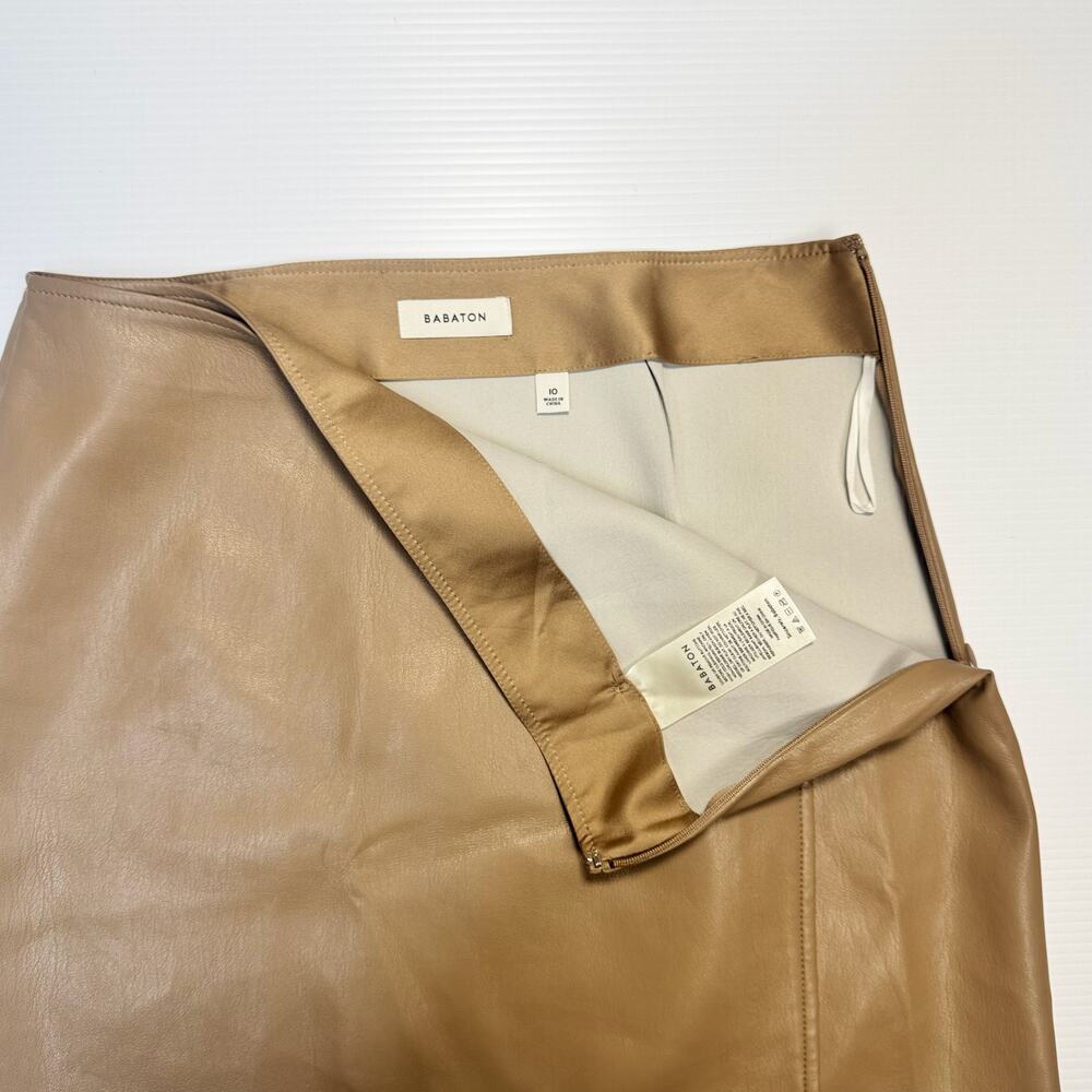 Babaton Aritzia Vicinity Faux Leather Camel Wrap Mini Skirt Women’s 10 Y2K Date - Picture 10 of 16